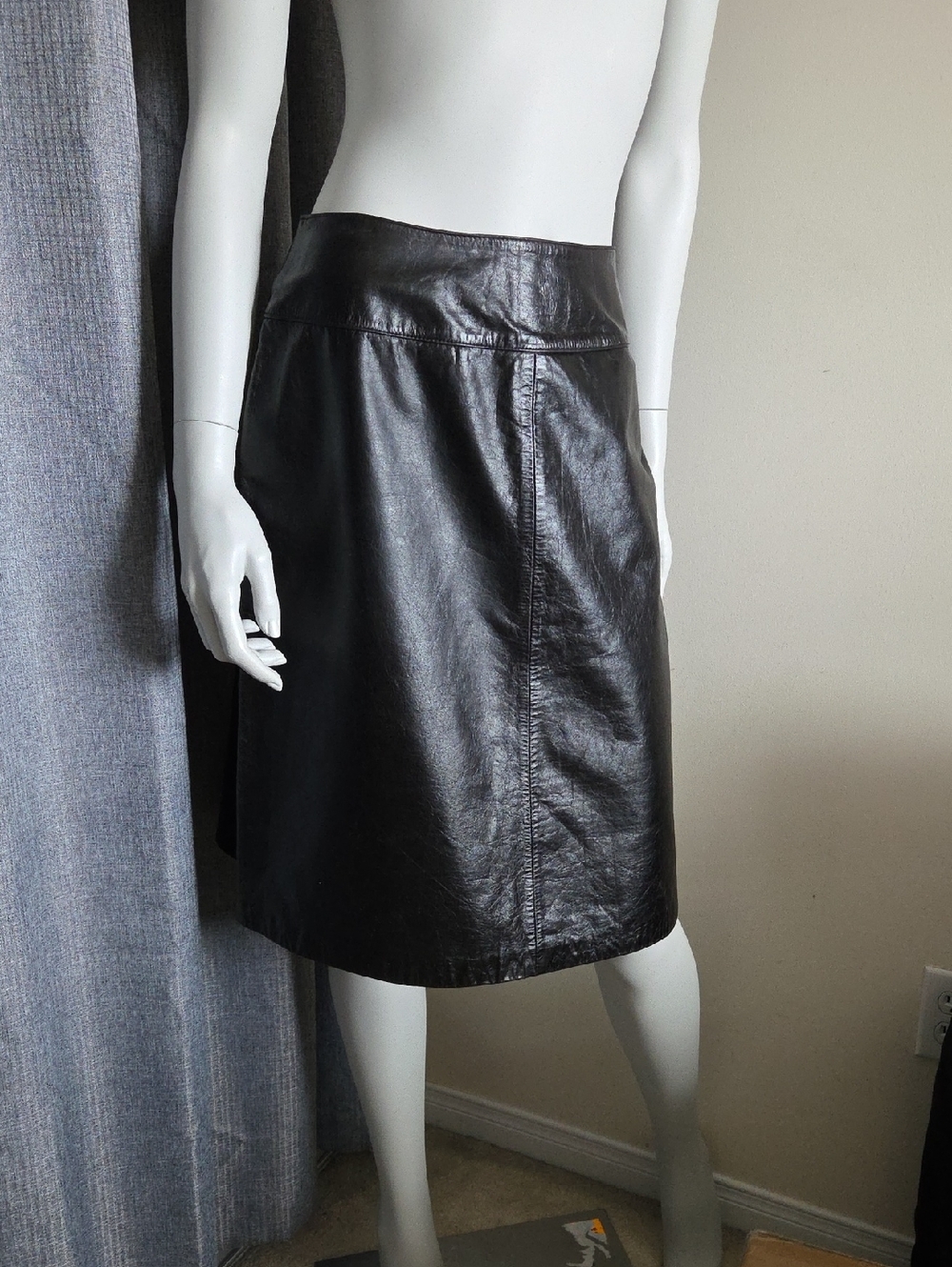 Vintage Danier Black Leather A-Line Skirt